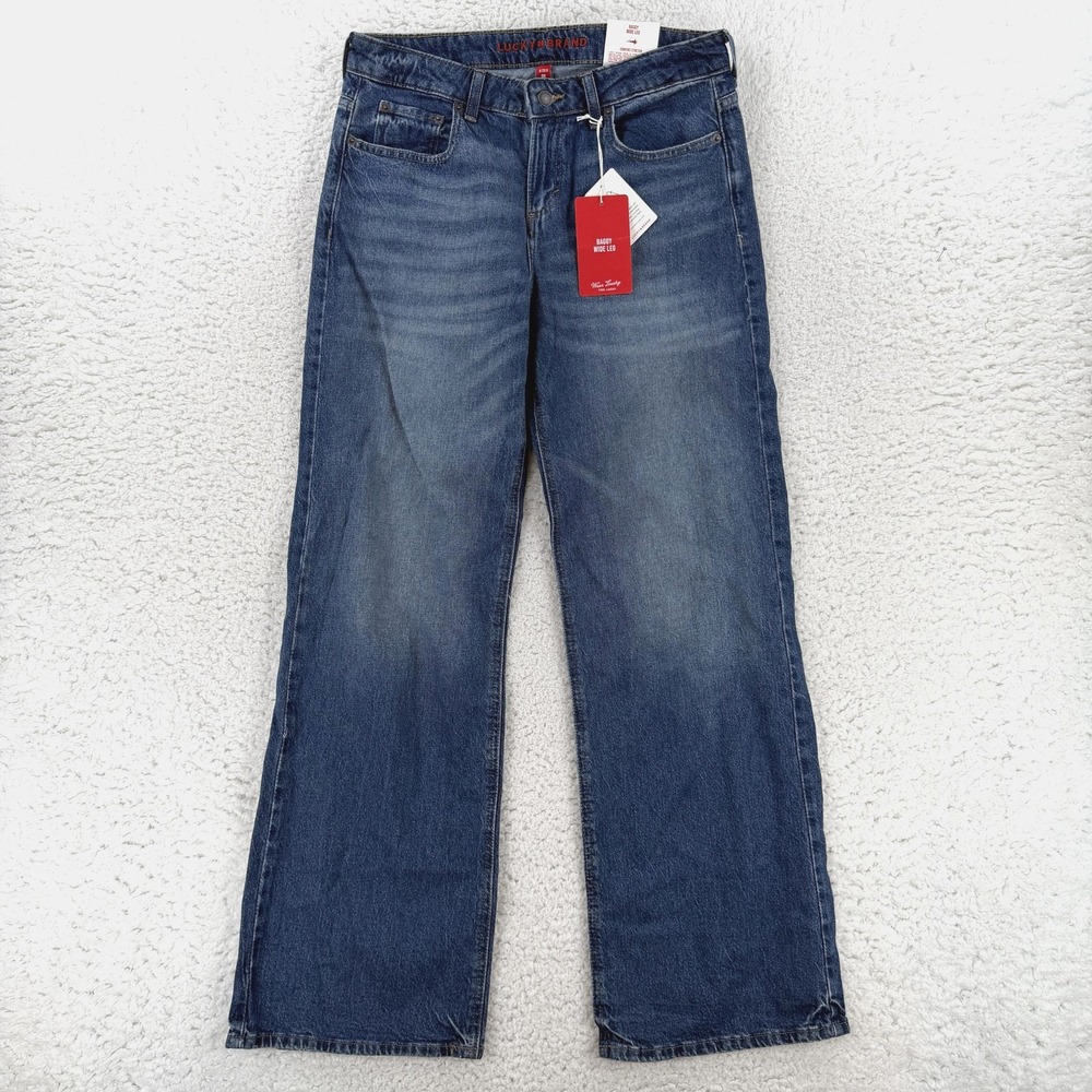 Lucky Brand Baggy Wide Leg Jeans Womens 8/29 R Blue High Rise Stretch Denim